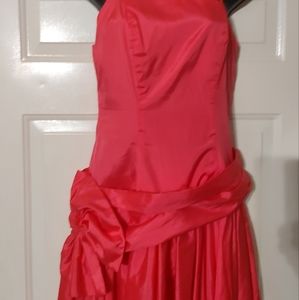 1960's Pretty in Pink Drop Waist Taffeta Evening Prom Dress